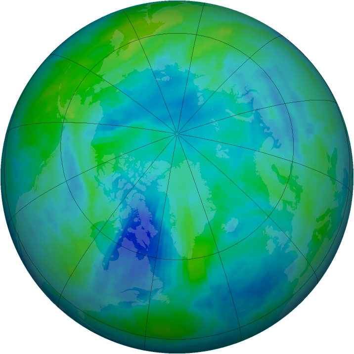 Arctic ozone map for 14 October 1997
